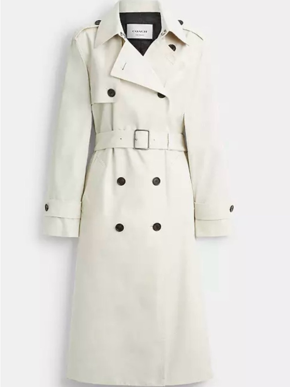 COACH Trench Classic Ivory with Black Buttons size S NWT - Picture 2 of 8